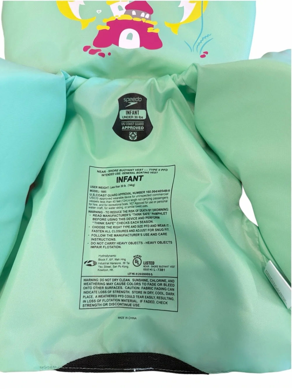 NWOT Speedo Infant USCG Approved Type II Near-Shore Life Jacket Vest 30 lbs